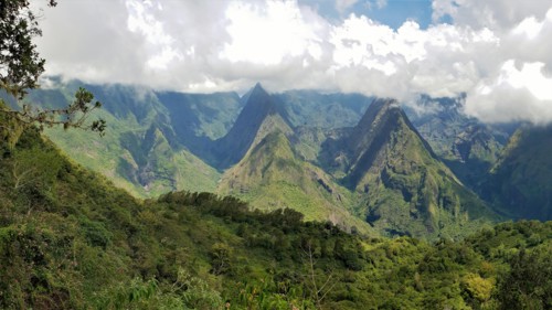 cirque de mafate at cap noir hiking trail