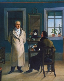 JOHANN WOLFGANG von GOETHE (1749-1832) German novelist,poet and statesman with his secretary painted by Johann Schmeller.