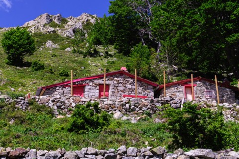 Sheepfold of Alzetta in the beautiful landscapes of the GR20 hike in Corsica, France