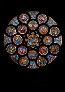 Straßburger Münster, Cathédrale Notre-Dame de Strasbourg, linkes Rundfenster im südlichen Querhausarm