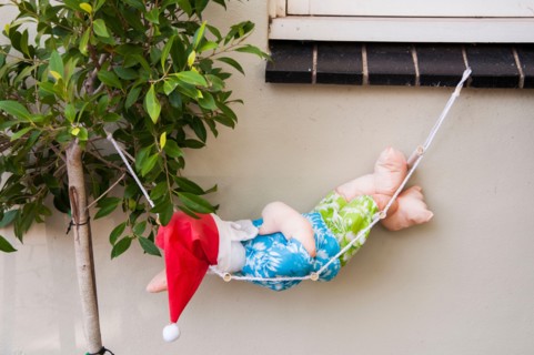 After the Christmas deliveries, Santa Claus takes a well-earned rest in suburban Melbourne, Australia