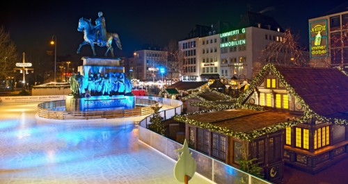 ice skating ring at christmas market in Cologne