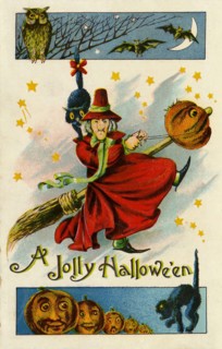 Vintage / Antique Halloween celebration card / postcard "A Jolly Halloween".