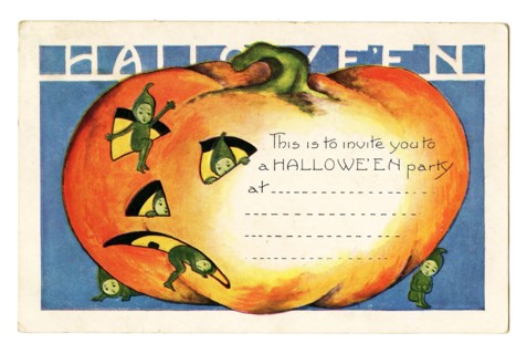 Vintage Halloween greeting card / postcard. Early 1900s. Invitation card.