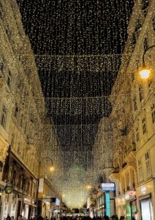 Vienna, Austria, Dec. 2019: Kohlmarkt in Vienna before Christmas, illuminated by Christmas Lights