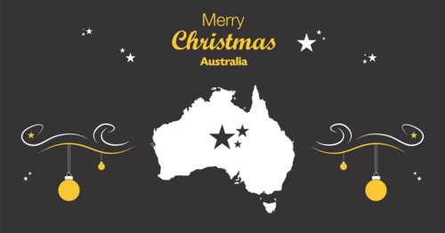 Merry Christmas Map Australia black