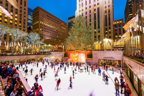 Christmas New York Rockefeller Plaza Ice Skating Rink Christmas Tree