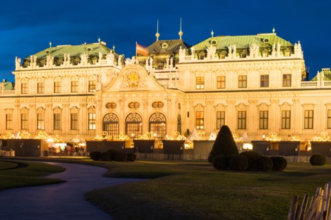 Belvedere Palace at Christmas, UNESCO World Heritage Site, Vienna, Austria, Europe