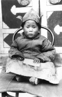 China/Tibet: The 14th Dalai Lama, Tenzin Gyatso (6 July 1935- ) as a child in Amdo shortly after being identified as the reincarnation of the 13th Dalai Lama, 1940s.  The 14th Dalai Lama (Religious na...