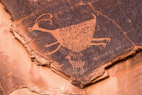 Close-up of petroglyphs, Utah, USA