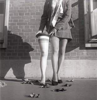 Nylon stockings in the 1950s. If you ever wondered how the shape and size of the nylon stockings was decided: Pictured here the prototype woman leg in the average size established by a measurement of ...