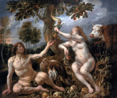 Adam and Eve by Jacob Jordaens (1593-1678), oil on canvas, c. 1630