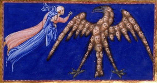 Giovanni di Paolo (1444-50) Paradiso 34, Dante and Beatrice before the Eagle of Justice - 1440's