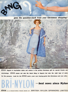 Colour advert for Bri-Nylon Lingerie in fashion magazine circa 1959