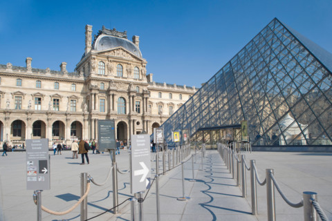Glass Pyramid main entrance in the Louvre square