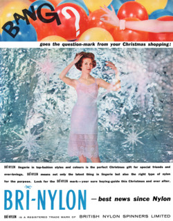1959 British Christmas advertisement for Bri-Nylon from British Nylon Spinners Limited.