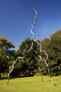 City Park with work of art permanet lightning, Grevenbroich, North Rhine-Westphalia, Germany