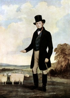 Mr Pawlett with his Leicester Sheep, 19th century. Winners at the first Royal Show, 1839. The Royal Show was an annual agricultural show held by the Royal Agricultural Society of England every year fr...