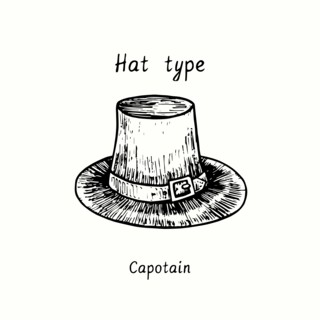 Hat type, Capotain. Ink black and white drawing outline illustration