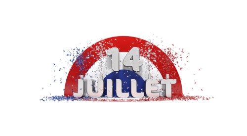 3D rendering illustration for the french national day. "Juillet" = "July"