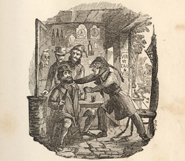 1859 illustration of Vidocq arresting a robber after tracking him down