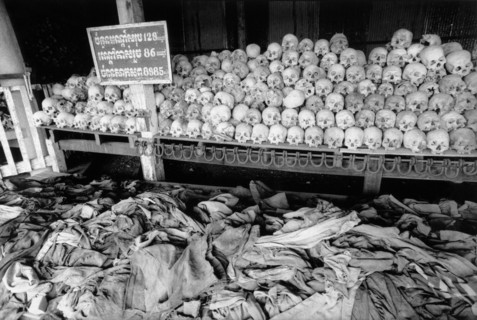 Cambodia: During the Pol Pot years 1975-8 the Khmer Rouge killed between one and two million of their own people. Here at a site just outside Phnom Penh are the remains of one mass grave.