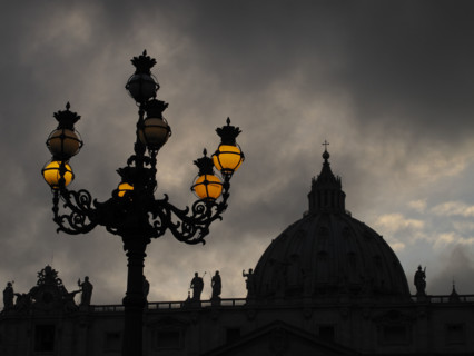 Saint Peter in Vatican, Rome, at sunset in a cloudy day