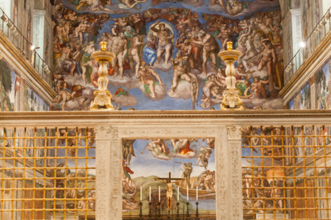 Behind the Scenes at the Sistine Chapel, March 13, 2013, as it readies for the Conclave that welcomes Pope Francis.