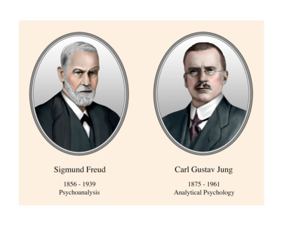 Sigmund Freud Carl Gustav Jung Portrait Modern Illustration