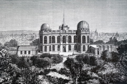 Engraving depicting the exterior of the Paris Observatory. Dated 19th Century