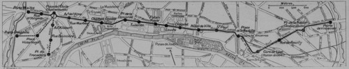 Map of the first subway line in Paris, Picture from the French weekly newspaper l'Illustration, 14th  July 1900