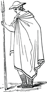 A Greek wearing Petasus, vintage line drawing or engraving illustration.