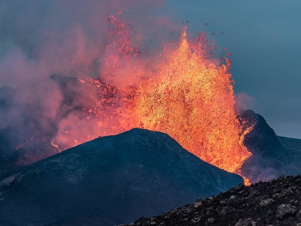 Volcano, eruption Geldingardalur, Fagradalsfjall, Iceland, taken the 22nd of may 2021