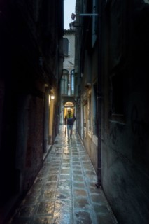 Narrow street of Venice in a mysterious night