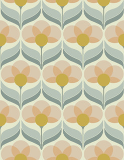 Vector illustration of seamless flower wallpaper in sixties style