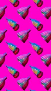 Menstrual cup. Seamless pattern on a magenta solid background. Eco and zero waste concept.
