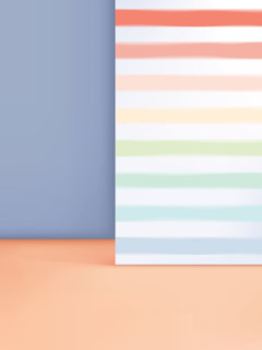 Vector 3D Illustration Minimal Pastel Studio Shot Background with Rainbow Stripe Pattern for Product Display.