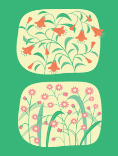 Set of Colorful Flowers Blooming Clip Art in Flat Design Illustration