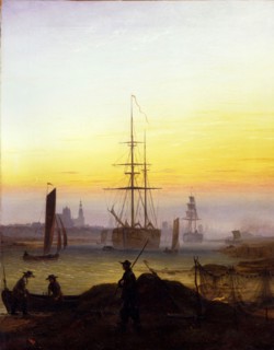 The Greifswald harbor.  Caspar David Friedrich. c. 1818/1820.