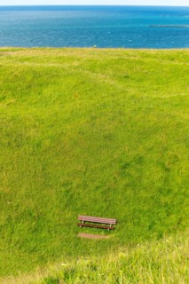 Bench in a closed depression with no sight at all, High Sea island Helgoland, North Sea, Schleswig-Holstein, County Pinneberg, North Germany