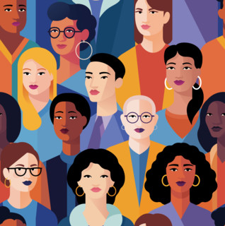 Women Group Crowd Diversity Seamless Illustration