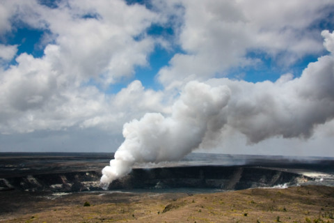 Halemaumau Crater - as seen from Halema'uma'u Crater Overlook along Crater Rim Drive at Kilauea Volcano National Park, Hawaii