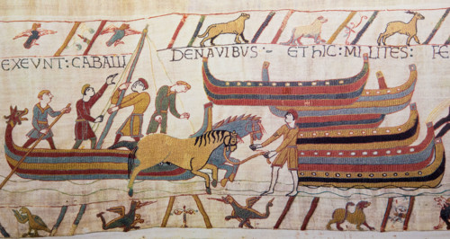 Detail of the Bayeux Tapestry depicting the Norman invasion of England in the 11th Century