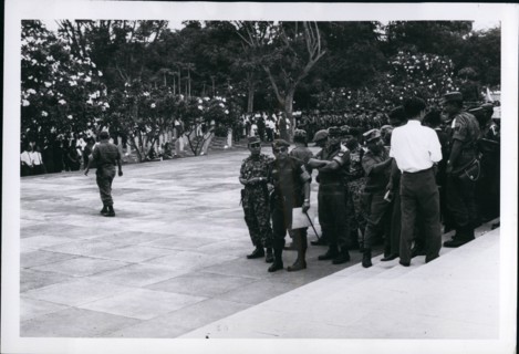 Oct. 10, 1965 - Army Chief of Staff, Maj. General Suharto left in jungle suit - and Brig. Gen. Sabur, head of Tjakabirawa Suk
