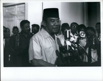 Mar. 03, 1966 - President Sukarno, at Istana Palace, Djakarta, Indonesia, Oct. 14, 1965 announces appointment of Maj Gen. Suharto as Army Chief f Staff. Suharto w replaces Lt. gen Achmad yani, who was...
