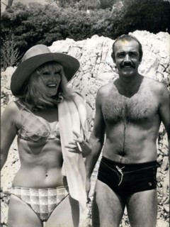 Aug. 03, 1967 - Sean Connery Wife Diane Cilento on Beach Villa Cap Antibes