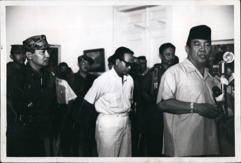 Mar. 27, 2012 - President Sukarno (Right) announces appointment Oct 14, 1965 of Maj Gen Suharto (left) as Army Chief of Chief. Suhar to replaces Lt. Gen Achmad Yani, who was killed by communist in abo...