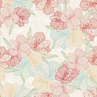 Abstract vintage seamless flower pattern with orchid