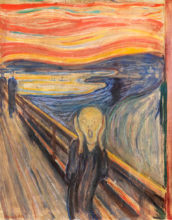 The Scream (Skrik) by Edvard Munch (1863-1944), oil, tempera & pastel on cardboard, 1893. Original version, National Gallery, Oslo.