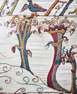 Episode from the Bayeux Tapestry, an embroidered cloth nearly 70 metres (230 ft) long, which depicts the events leading up to the Norman conquest of England, culminating in the Battle of Hastings, in ...